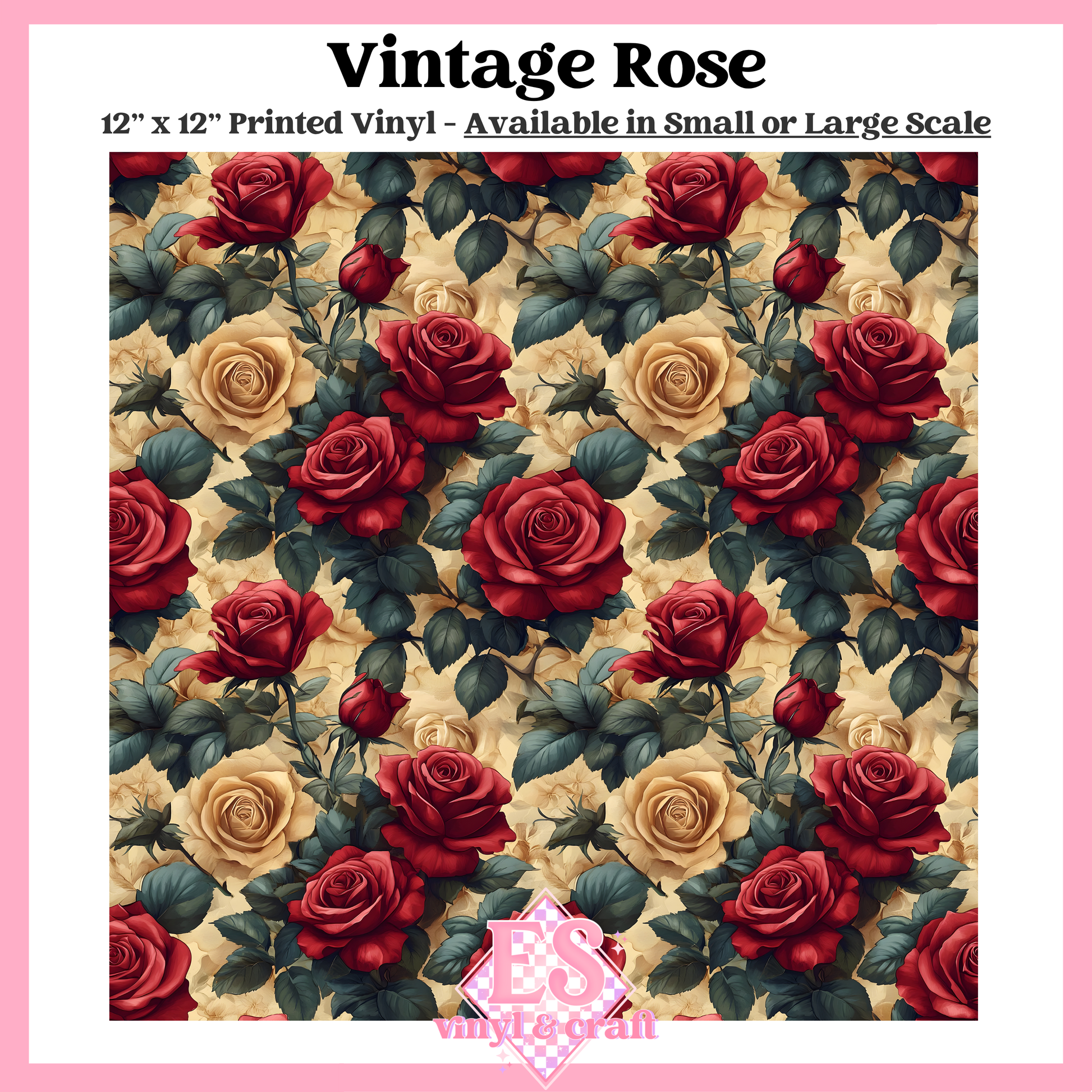 Vintage Rose - Small or Large Scale Options - 12" x 12" Sheet image 0