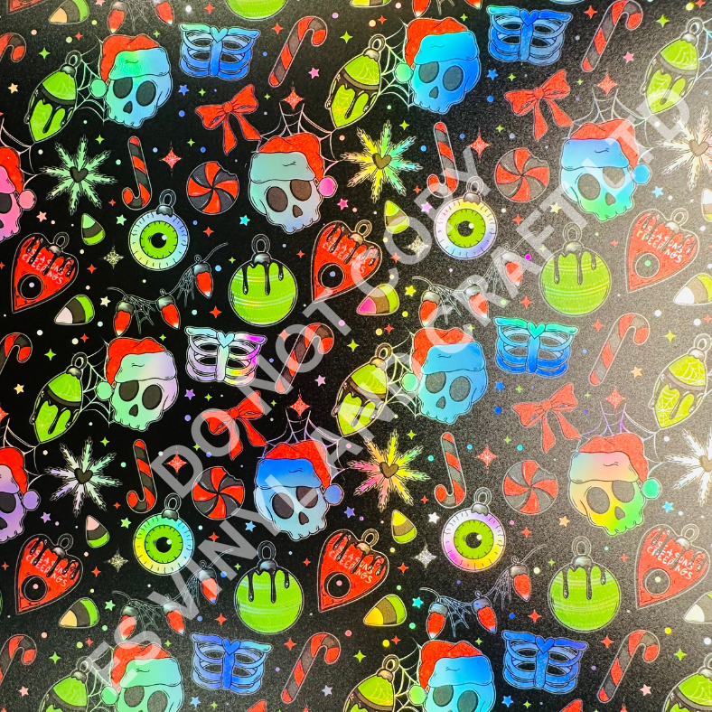 Creepy Christmas Holographic or Normal Printed Vinyl - A4 or 12" x 12" Sheet image 1