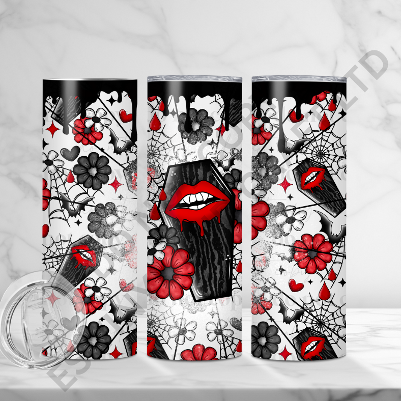 Floral Coffin - Full 20oz Tumbler Sublimation Ready To Print image 0