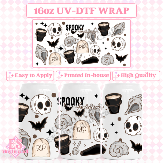 Spooky Beach - 16oz Beer Can / Libbey UV-DTF Transfer image 0