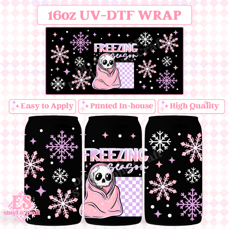 Freezing Season White - 16oz Beer Can / Libbey UV-DTF Transfer image 0