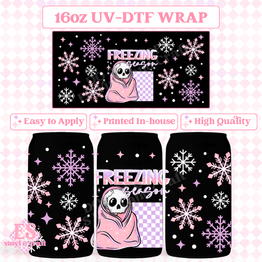 Freezing Season White - 16oz Beer Can / Libbey UV-DTF Transfer image 0