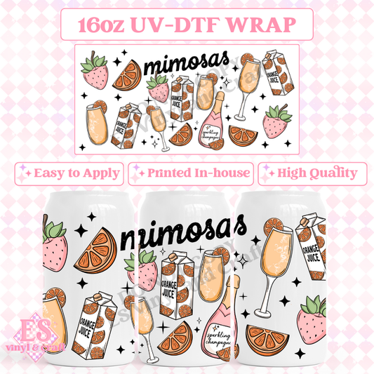 Mimosas - 16oz Beer Can / Libbey UV-DTF Transfer image 0