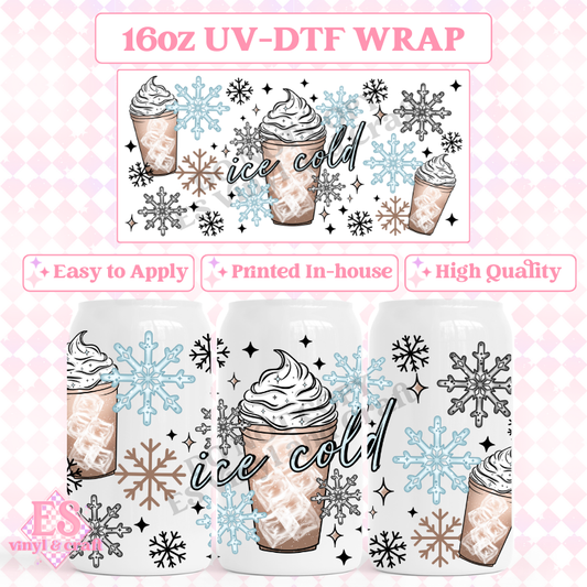 Ice Cold - 16oz Beer Can / Libbey UV-DTF Transfer image 0
