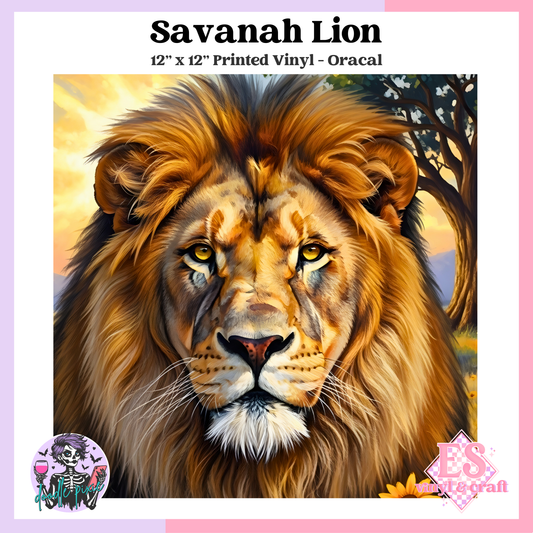 Savanah Lion - 12" x 12" Printed Vinyl image 0