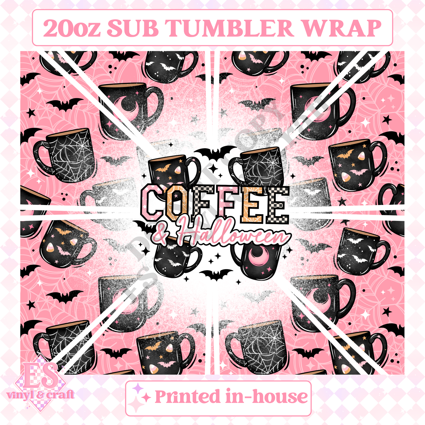 Coffee and Halloween - Full 20oz Tumbler Sublimation Print image 1
