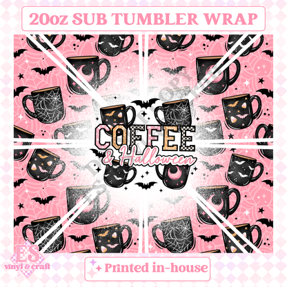 Coffee and Halloween - Full 20oz Tumbler Sublimation Print image 1