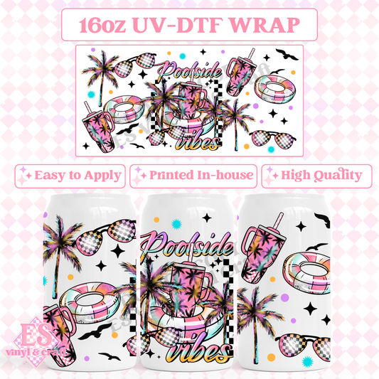 Poolside Vibes - 16oz Beer Can / Libbey UV-DTF Transfer image 0