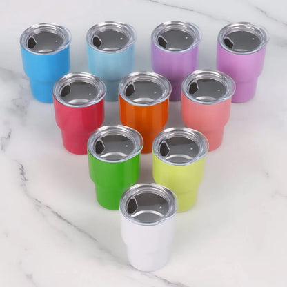 2oz Mini Double Wall Shot Tumblers with Lid and Metal Straw image 0