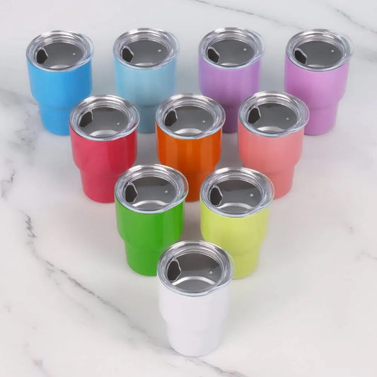 2oz Mini Double Wall Shot Tumblers with Lid and Metal Straw image 0