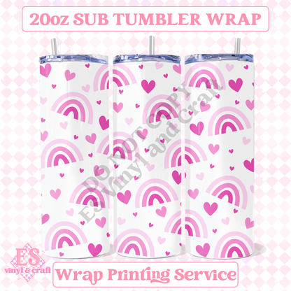 Pink Rainbow Hearts - Full 20oz Tumbler Sublimation Print image 0