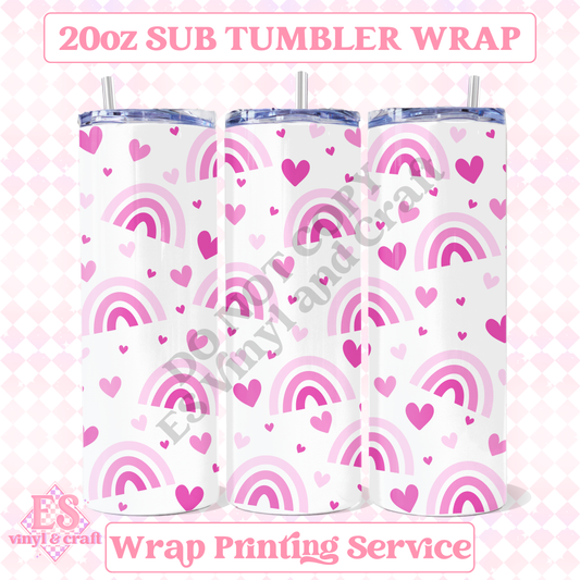 Pink Rainbow Hearts - Full 20oz Tumbler Sublimation Print image 0