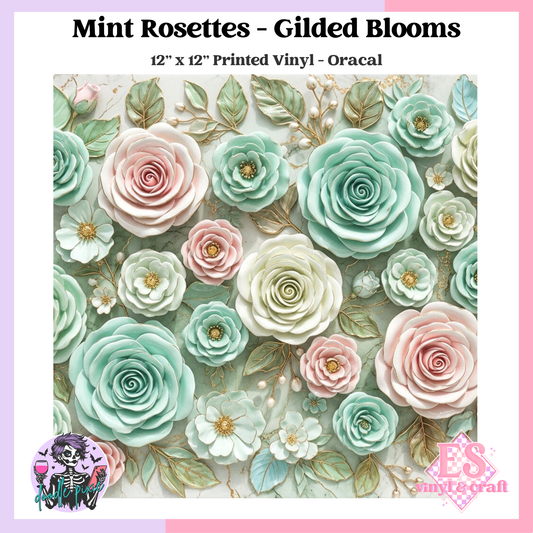 Mint Rosettes - 12" x 12" Printed Vinyl image 0