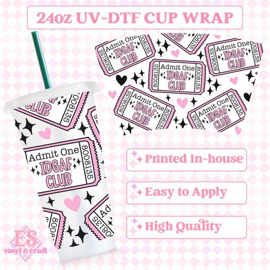 IDGAF Club - UVDTF 24oz Cold Cup Wrap image 0