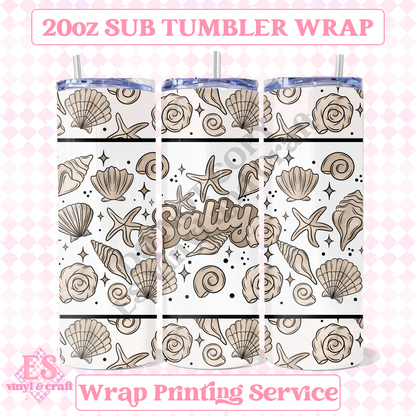 Salty Seashells - Full 20oz Tumbler Sublimation Print image 0