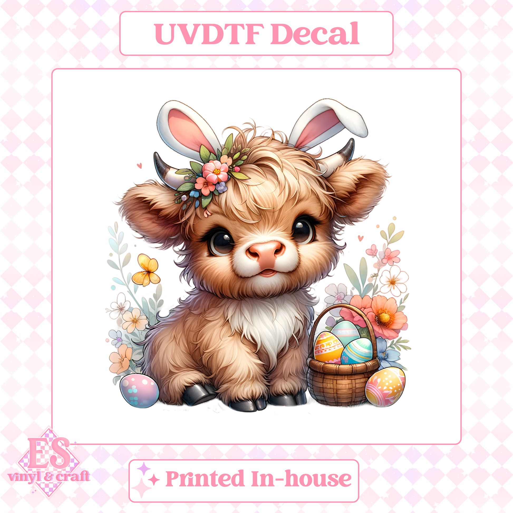 Easter Highland Cows - UV-DTF Decal Transfer image 4