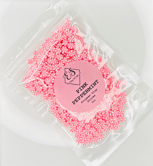 Pink Peppermint - Polymer Clay Slices image 0