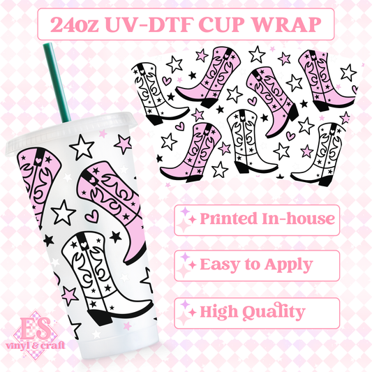 Cowboy Boots - UVDTF 24oz Cold Cup Wrap image 0