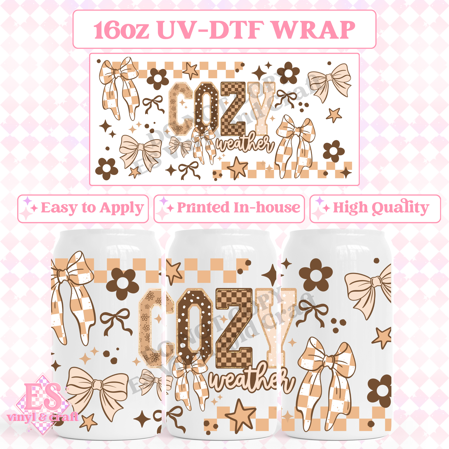 Cozy Weather Season - 16oz Beer Can / Libbey UV-DTF image 0
