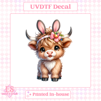 Easter Highland Cows - UV-DTF Decal Transfer image 1