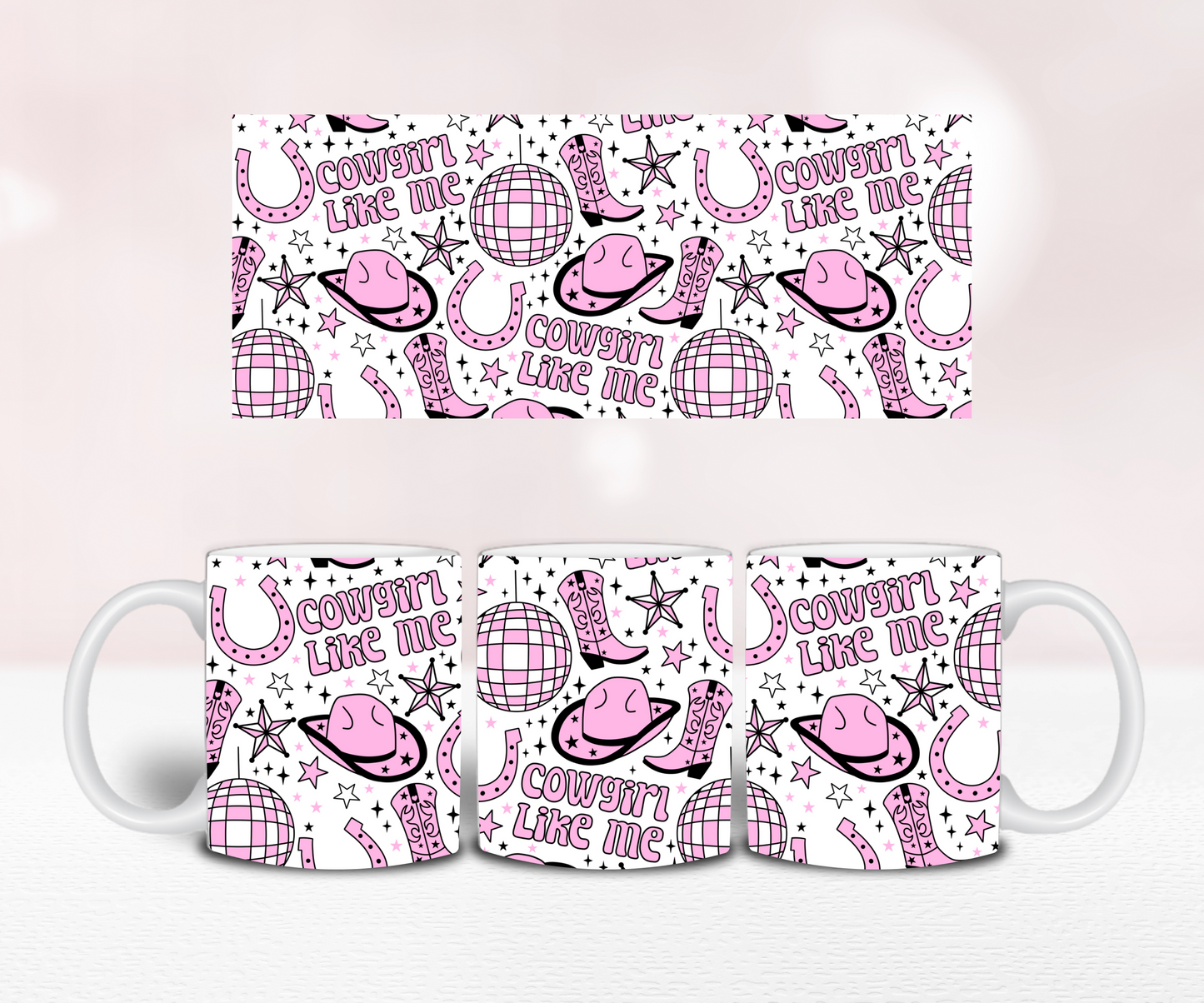 Cowgirl Like Me Seamless - Pre Printed Sublimation 11oz or 20oz Wrap image 1
