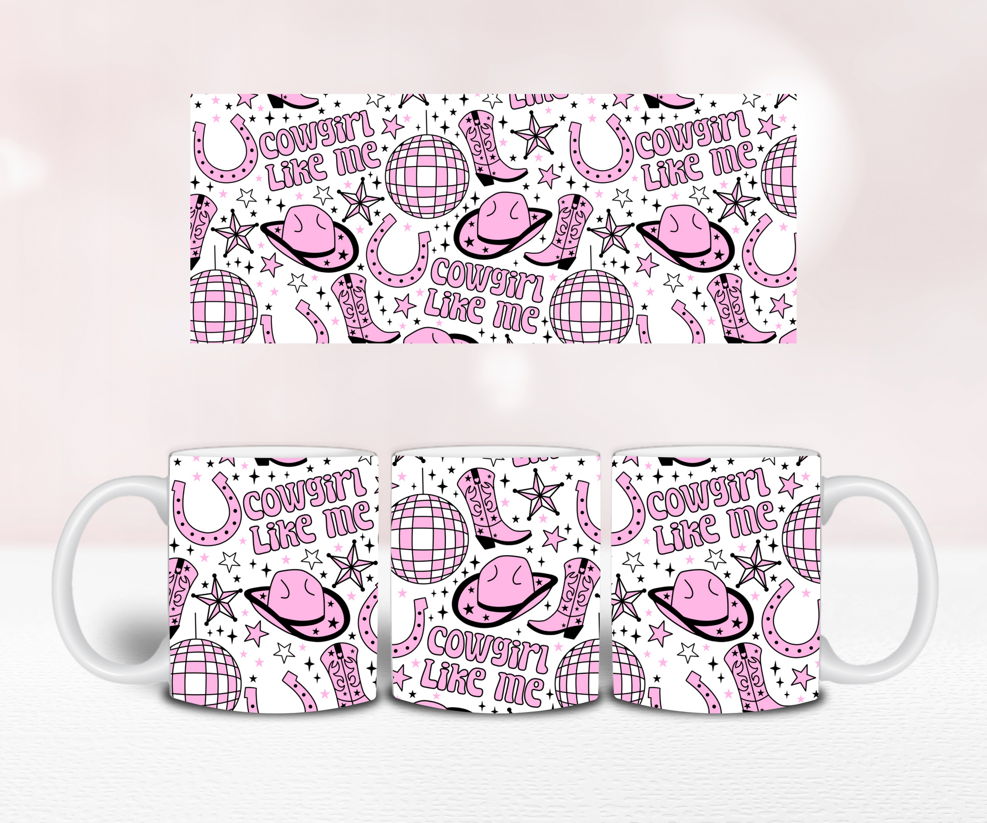 Cowgirl Like Me Seamless - Pre Printed Sublimation 11oz or 20oz Wrap image 1
