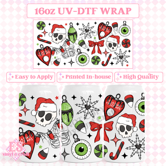 Creepy Christmas - 16oz Beer Can / Libbey UV-DTF Transfers image 0