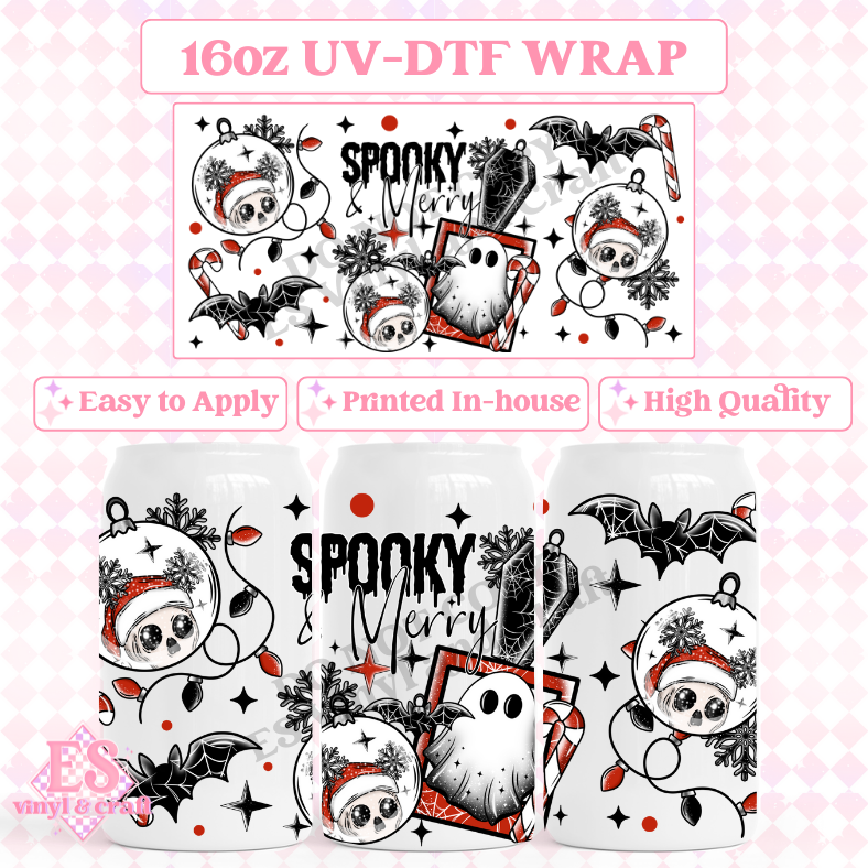 Spooky Merry - 16oz Beer Can / Libbey UV-DTF image 0