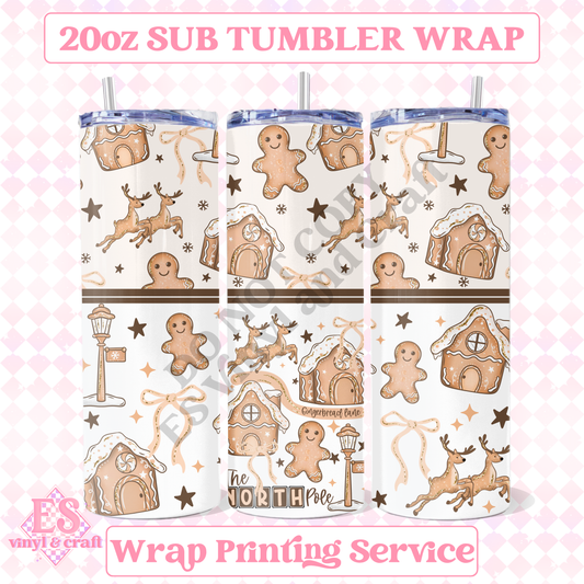 North Pole Gingerberead - Full 20oz Tumbler Sublimation Print image 0
