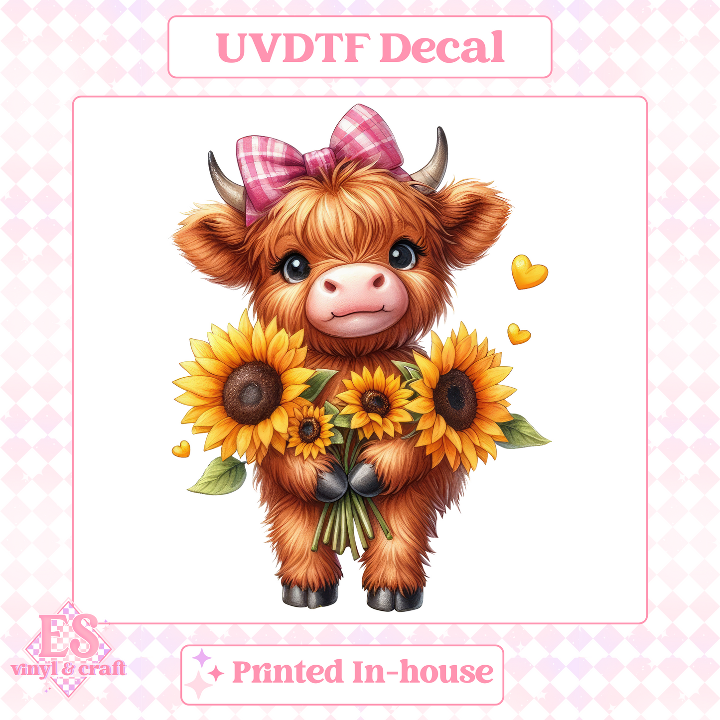 Sunflower Highland Cows - UV-DTF Decal Transfer image 6
