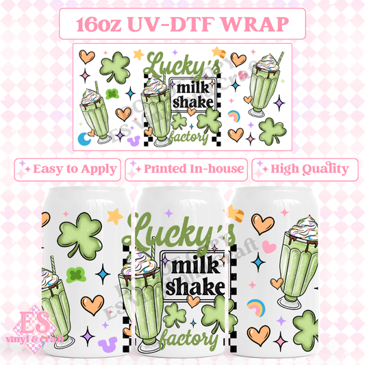 Lucky's Milk Shake Factory - 16oz Beer Can / Libbey UV-DTF Transfer image 0