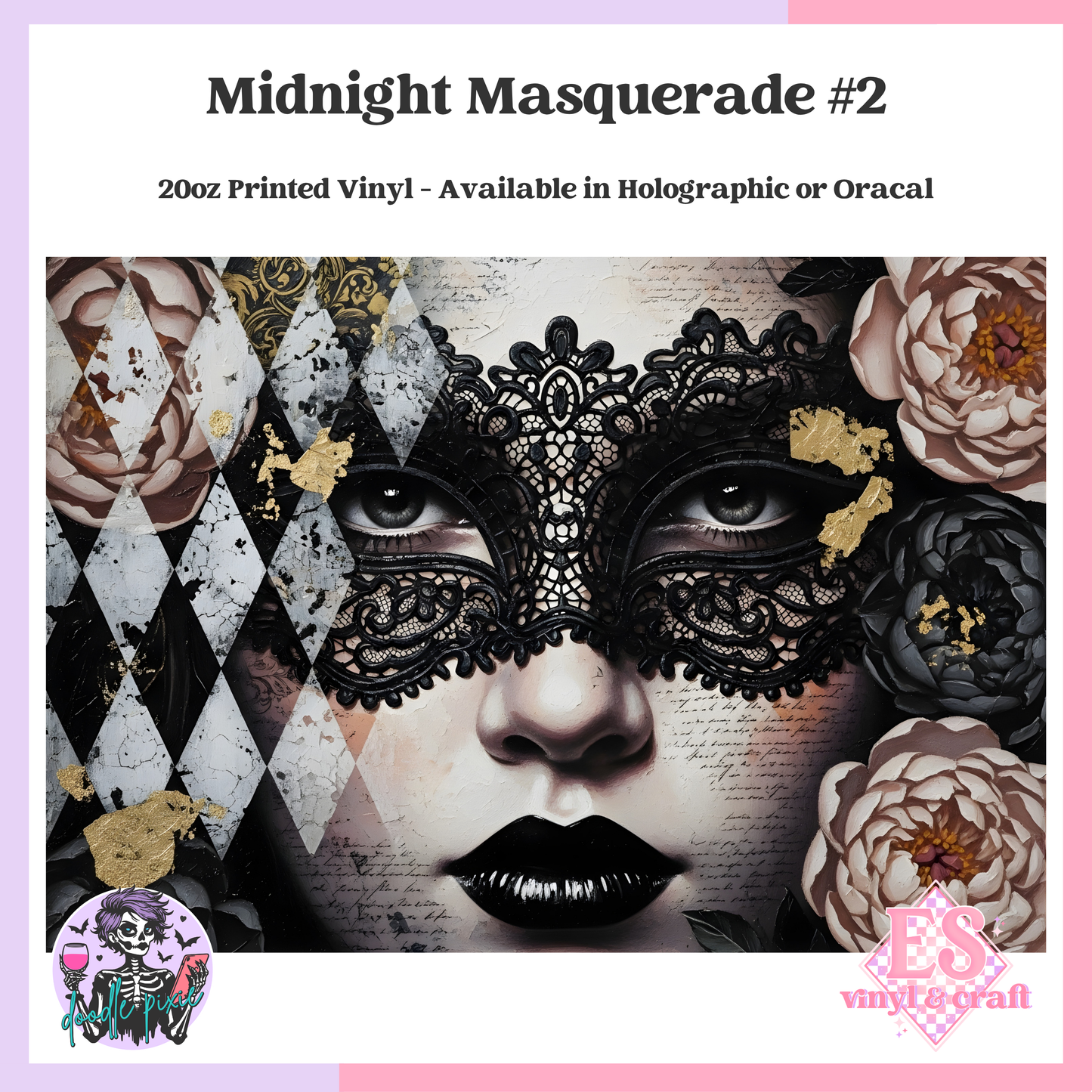 Midnight Masquerade #2 - 20oz Printed Tumbler Self Adhesive Vinyl image 0