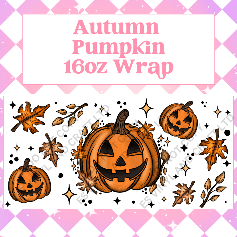 Autumn Pumpkins - 16oz Beer / Libbey Can Wrap Holographic Vinyl image 0