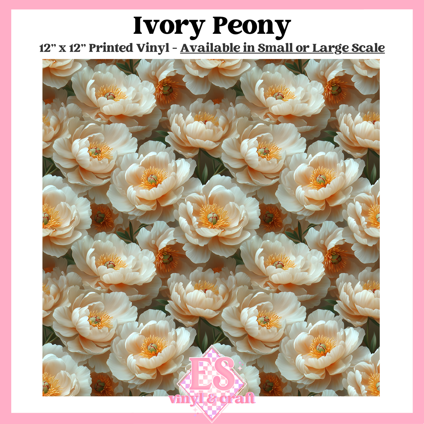 Ivory Peony - Small or Large Scale Options - 12" x 12" Sheet image 0