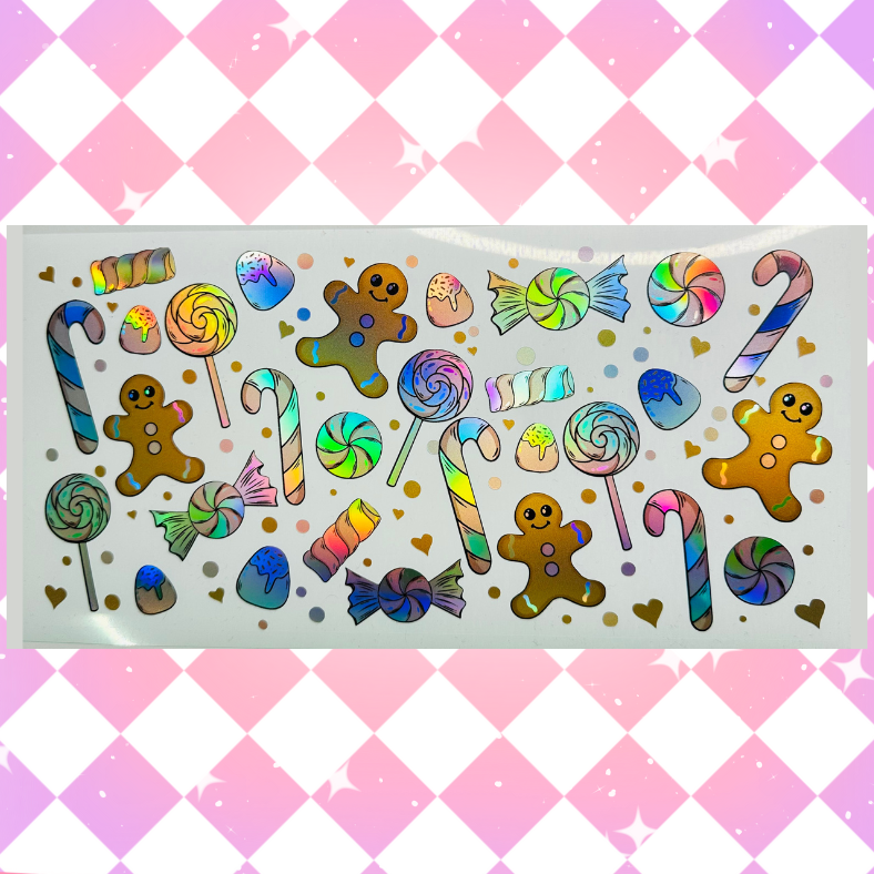 Gingerbread - 16oz Beer / Libbey Can Wrap Holographic Vinyl image 1