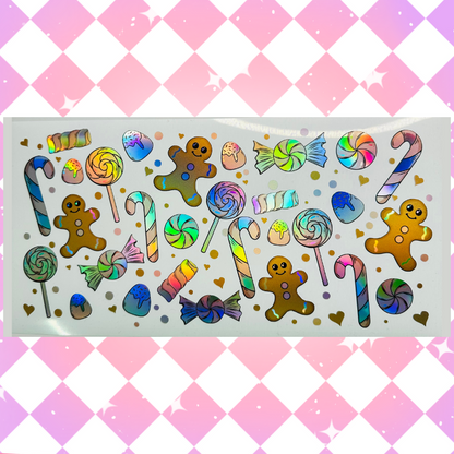Gingerbread - 16oz Beer / Libbey Can Wrap Holographic Vinyl image 1