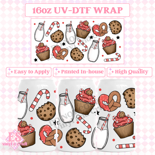 Christmas Treats - 16oz Beer Can / Libbey UV-DTF image 0