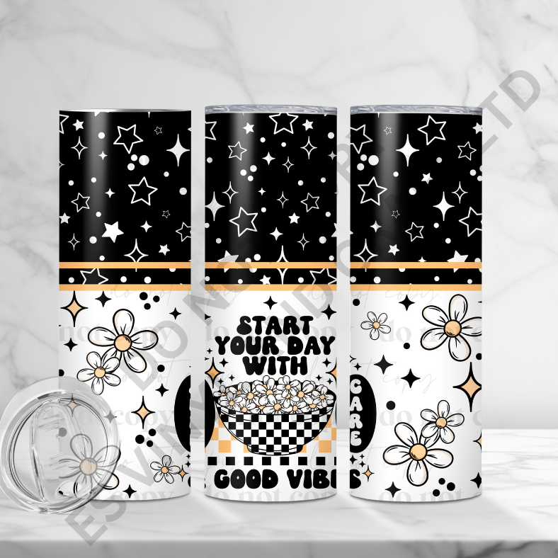 Good Vibes (White) - Full 20oz Tumbler Sublimation Ready To Print image 0