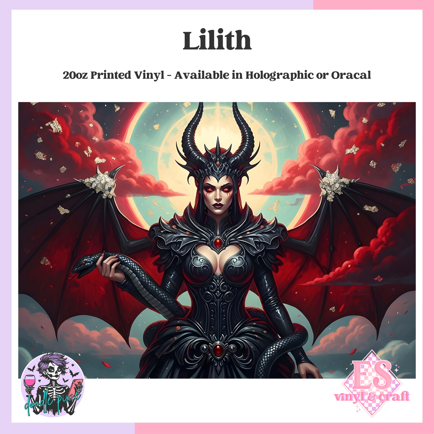 Lilith - 20oz Printed Tumbler Self Adhesive Vinyl image 0