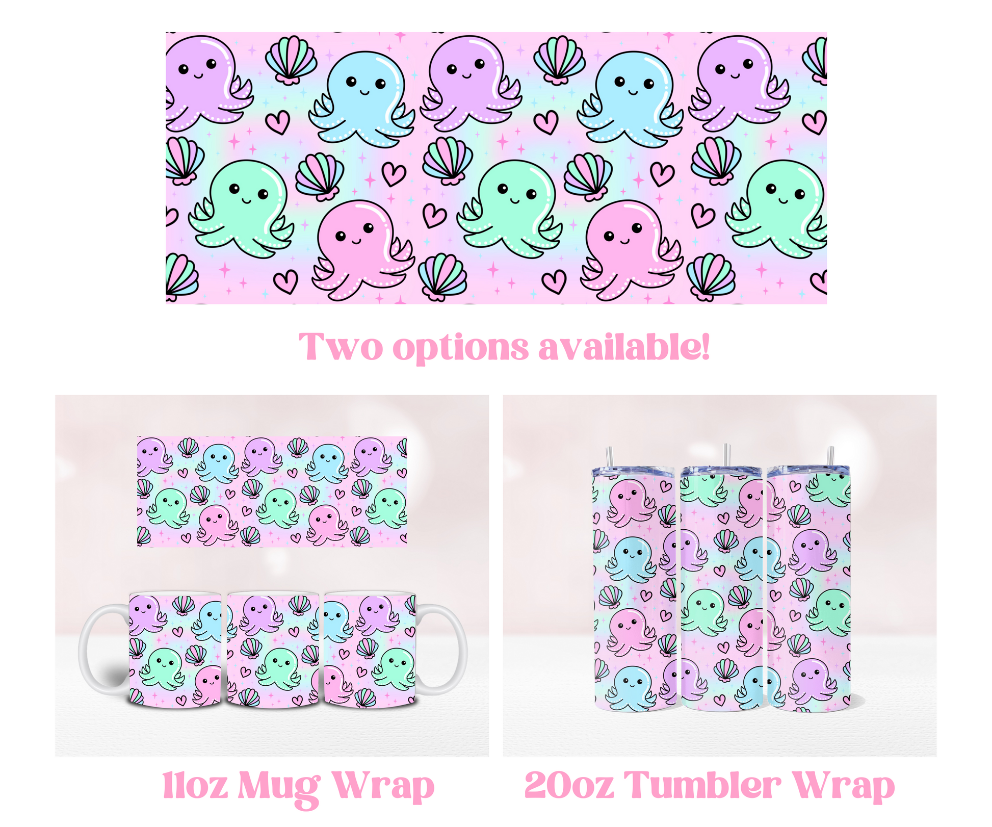 Octopus Seamless - Pre Printed Sublimation 11oz or 20oz Wrap image 0