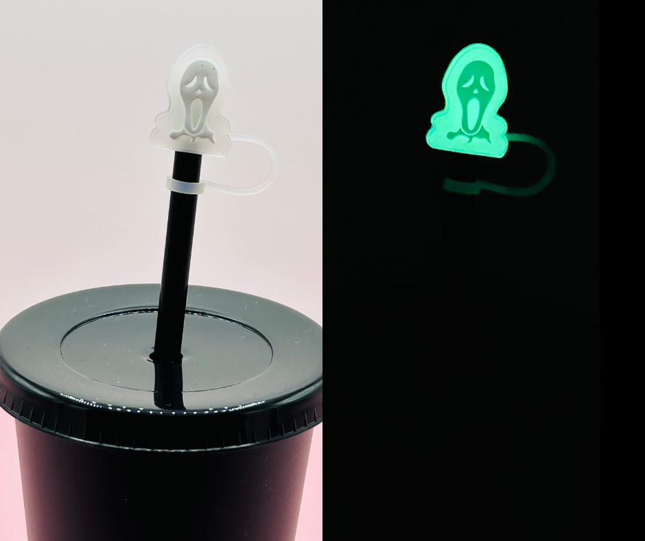 Straw Topper - Glow in the Dark Scary Face image 0
