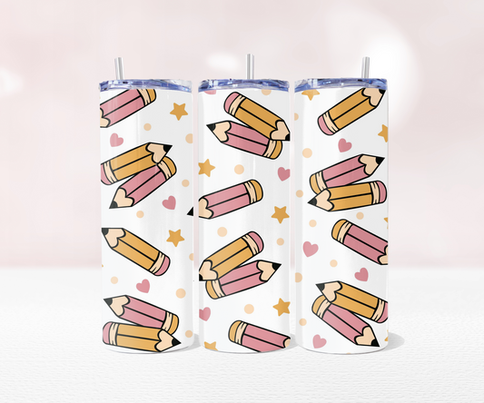Teacher Pencils - Full 20oz Tumbler Sublimation Ready To Print image 0