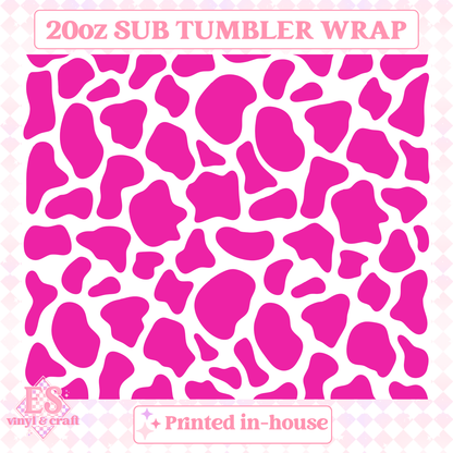 Hot Pink Cow Print - Full 20oz Tumbler Sublimation Print image 1
