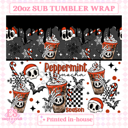 Peppermint Mocha Season - Full 20oz Tumbler Sublimation Print image 1