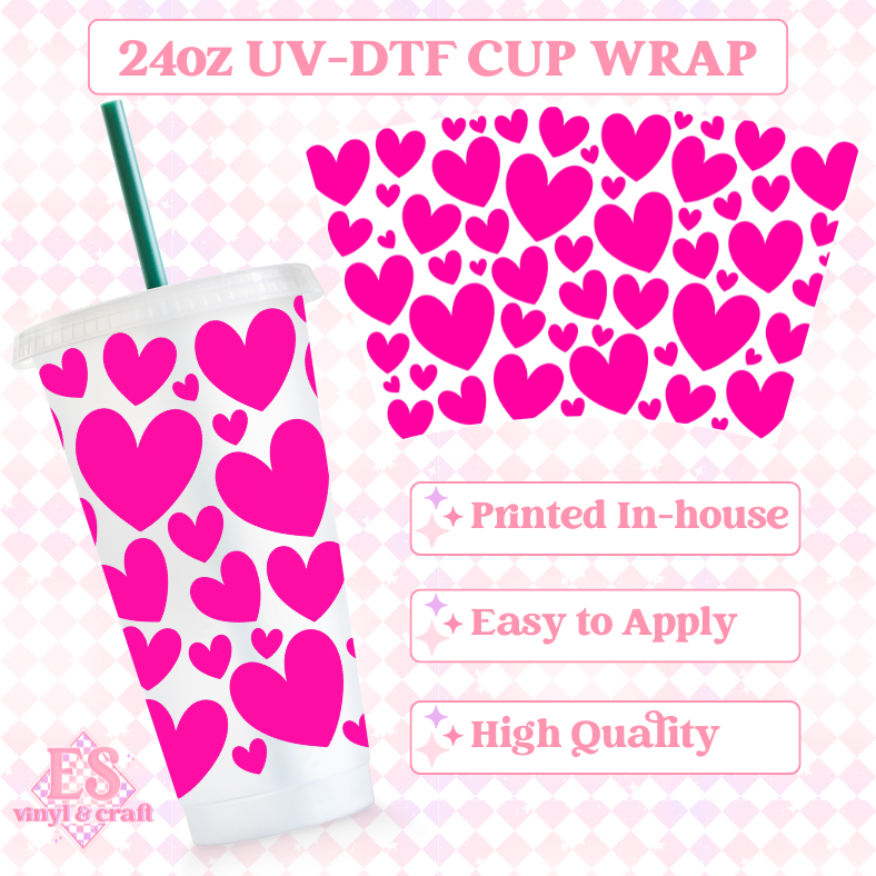 Hearts - UVDTF 24oz Cold Cup Wrap image 0