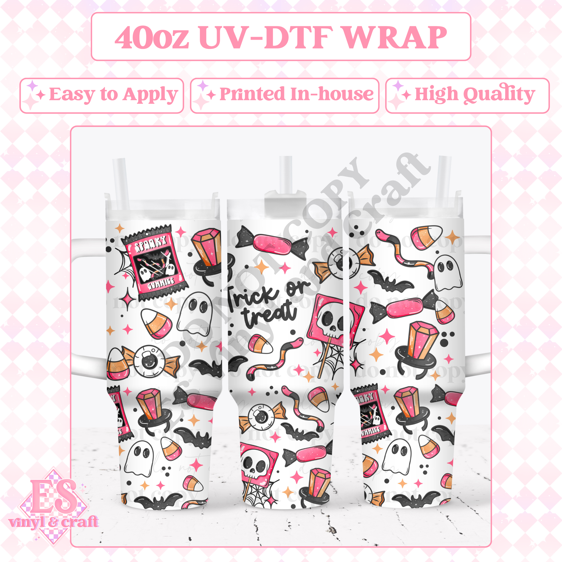 Trick or Treat - 40oz Tumbler Wraps - UV-DTF (2 Wraps - Top an image 0