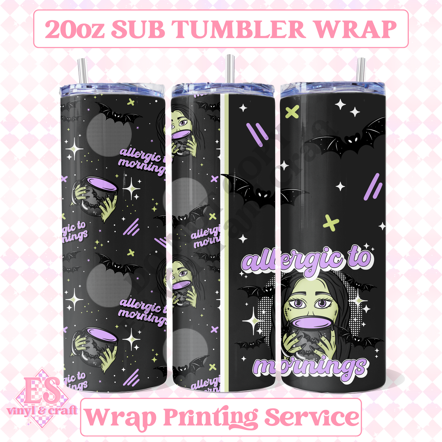 Allergic to Mornings - Full 20oz Tumbler Sublimation Print image 0