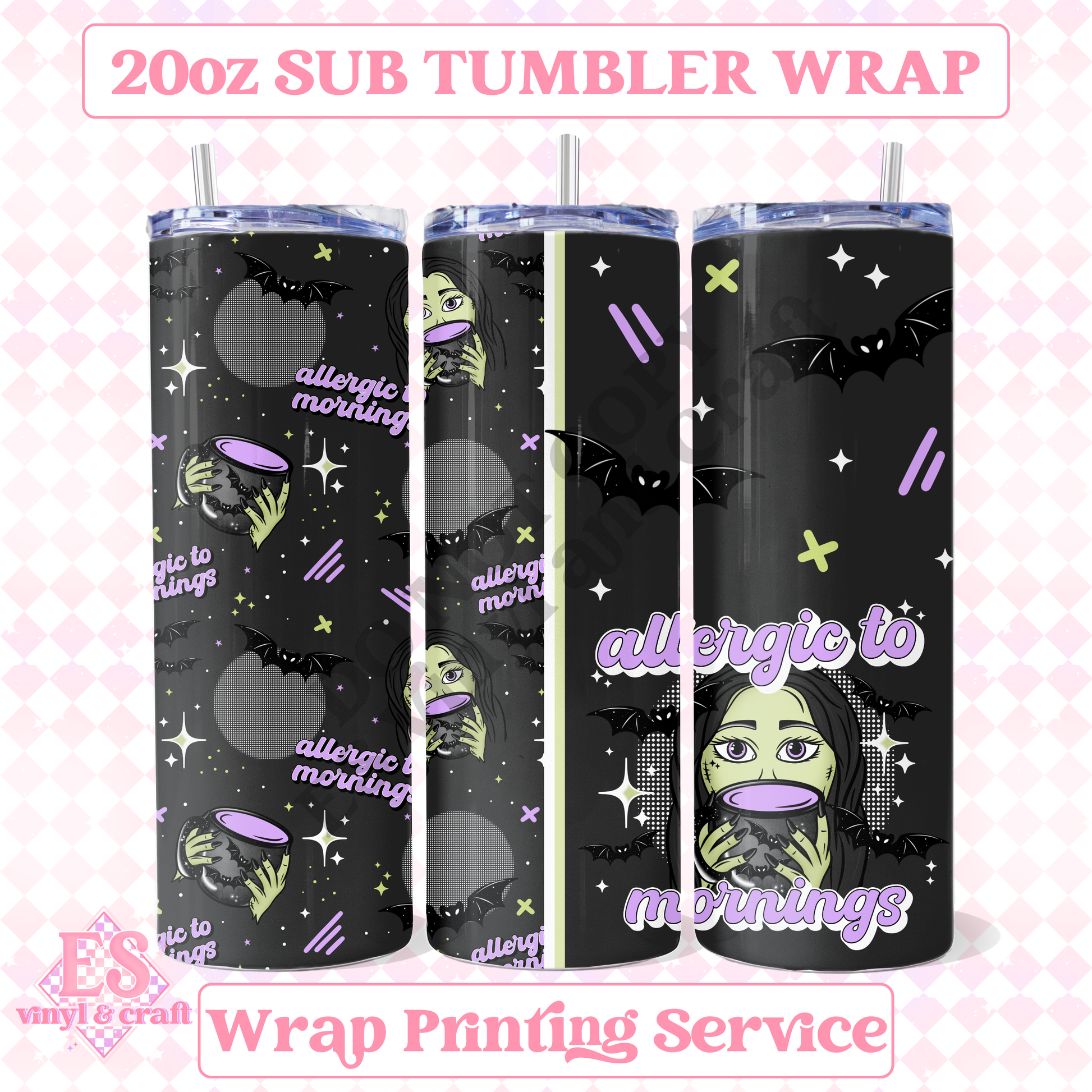 Allergic to Mornings - Full 20oz Tumbler Sublimation Print image 0