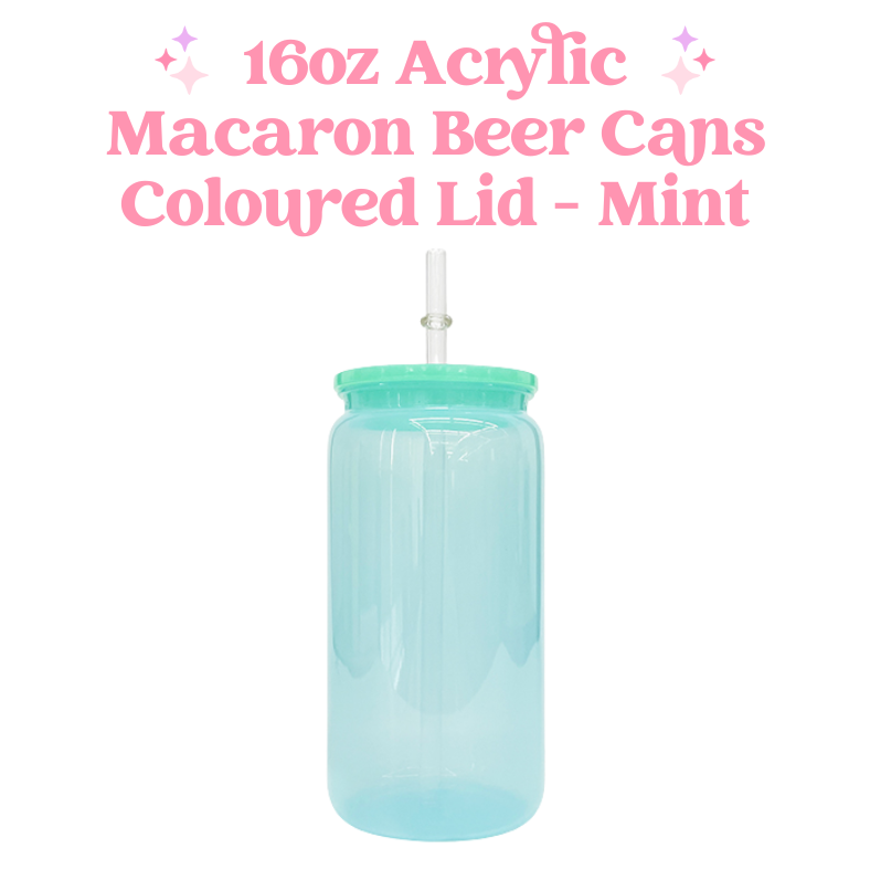 16oz Macaron Acrylic Coloured Beer Can with Plastic Lid and Straw image 2