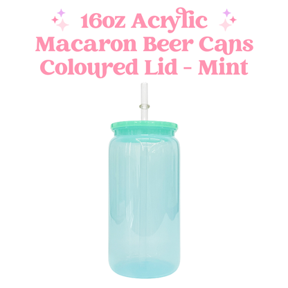 16oz Macaron Acrylic Coloured Beer Can with Plastic Lid and Straw image 2